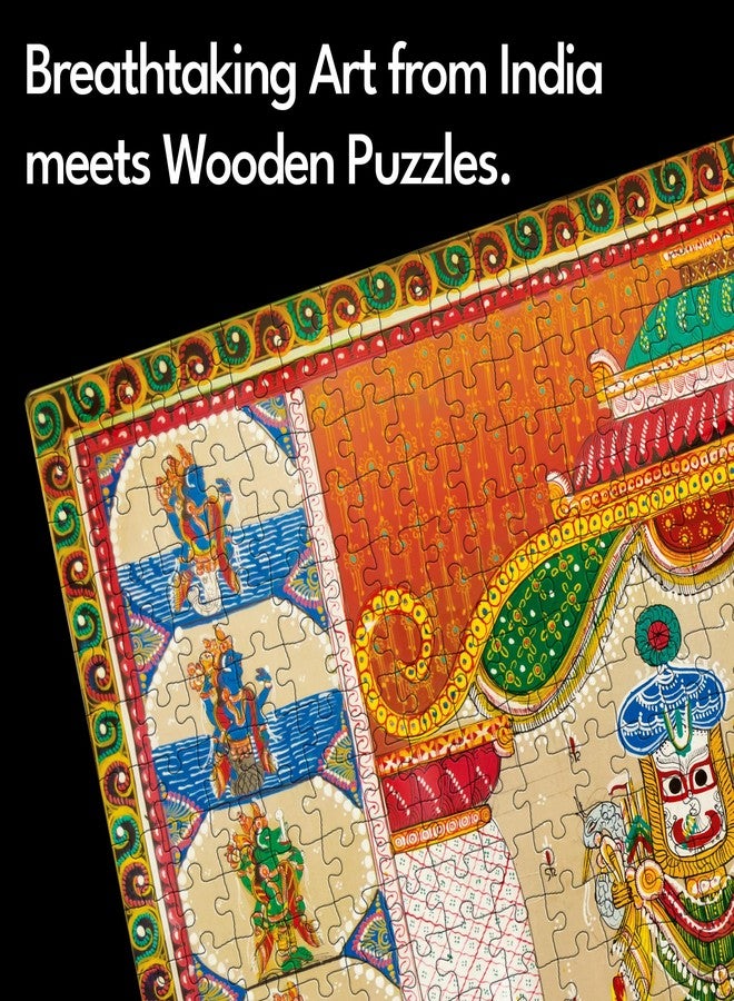 91Knots Puri Jagannath, Subhadra and Balabhadra 500 Pieces Premium Wooden Jigsaw Puzzle for Adults and Teenagers 12+ Years | Painting x Puzzle Festival and Birthday Gift Pattachitra Painting - Image 3